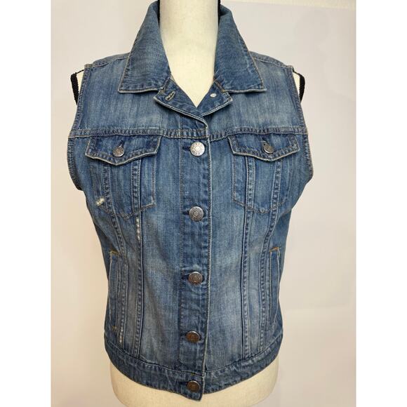 J Crew Denim Vest Jean Jacket Sleeveless Blue Size M - Picture 7 of 10